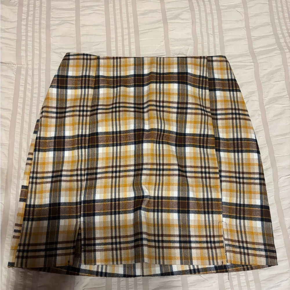 Love on a Hanger Checkered Mini Skirt in Yellow and Black